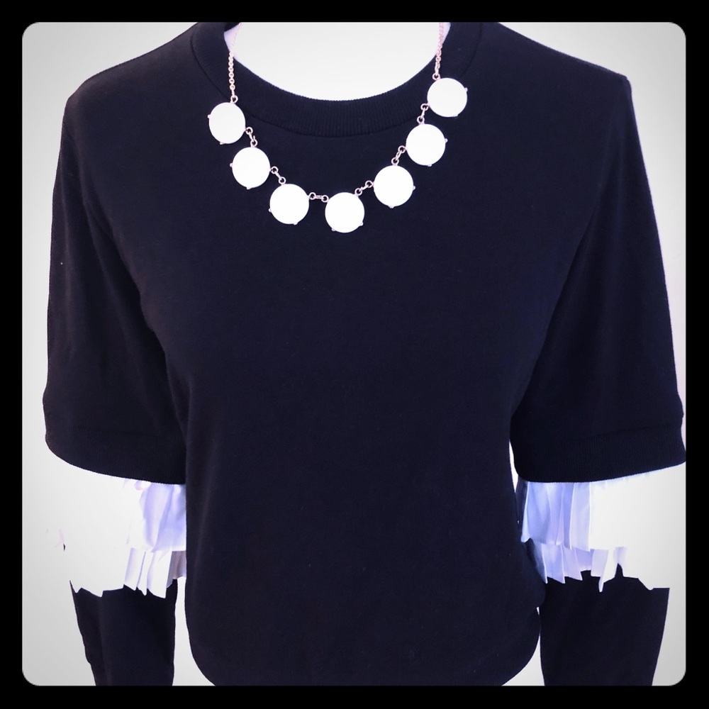 Nordstrom English Factory Black Sweater w/ Ruffles